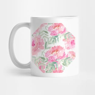 Watercolor Peonies with greenery | Pattern | Art Mug